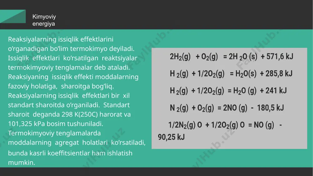 kimyoviy jarayonlar energiyasi, gips energiyasini aniqlash - Page 5