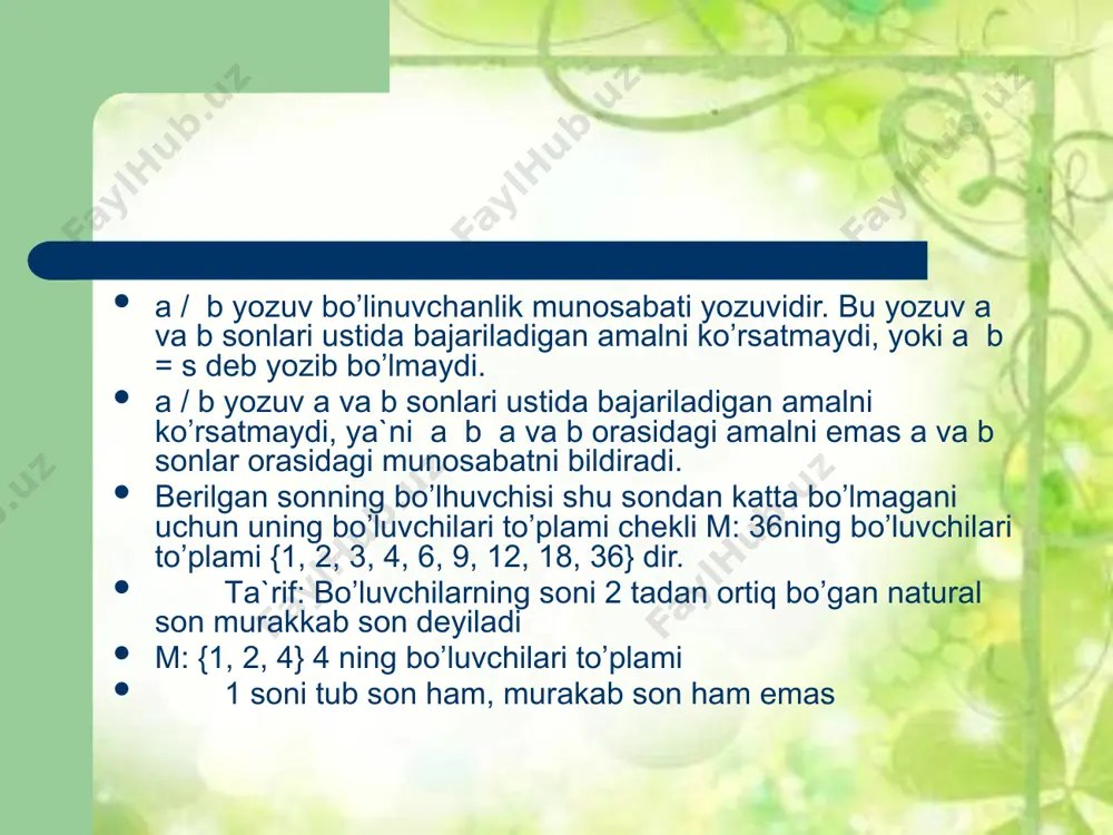 sonlarning umumiy bo`linish usullari - Page 4