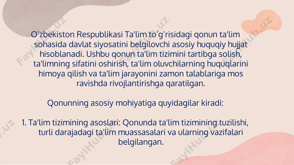 o’zbekiston respublikasi “ta’lim to’g’risida”gi qonuning mohiyati - Page 5