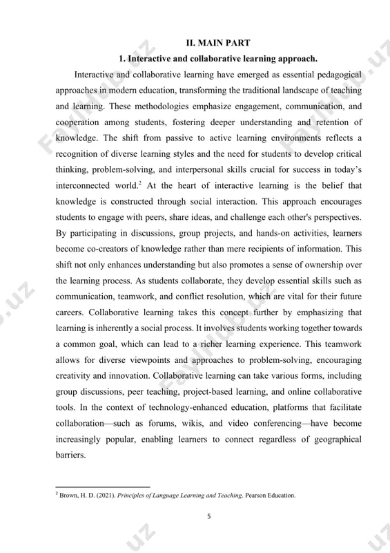 lusive. for instance, visual learners can benefit from collaborative presentations, while auditory learners might thrive in group discussions. by acknowledging and addressing these differences, educators can create a more equitable learning environment. the role of the educator in interactive and collaborative learning is also critical. teachers transition from traditional instructors to facilitators of learning, guiding students in their collaborative efforts and providing support as needed. this shift requires educators to adopt new pedagogical strategies, including fostering a supportive classroom culture, designing meaningful collaborative tasks, and assessing group dynamics. additionally, teachers must be equipped with the necessary skills to manage diverse groups effectively, ensuring that all voices are heard and valued. one of the key challenges in implementing interactive and collaborative learning is the potential for unequal participation among students. in group settings, some individuals may dominate discussions, while others may hesitate to contribute. to mitigate this issue, educators can employ …