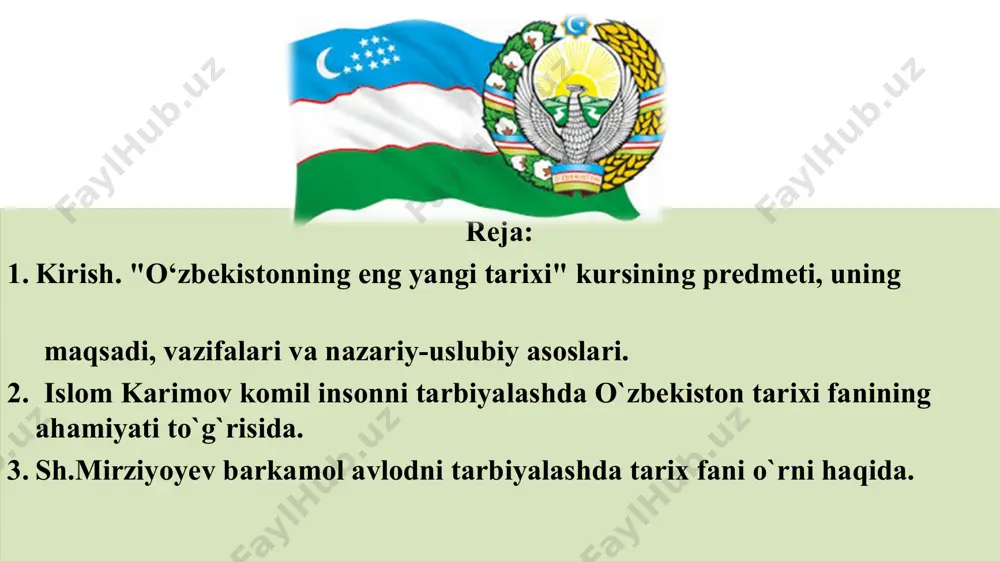 g yillik boshlari – mil.avv. 540 y. bu borada baqtriya, sug'va xorazm kabi tarixiy–madaniy viloyatlar shakllanadi. “avesto” ma'lumotlariga tayanib, tadqiqotchilar ularni ijtimoiy toifalar tizimiga asoslangan siyosiy hokimiyat ko'rinishidagi davlatlarning ilk shakli sifatida izohlaydilar. bu davrda nisbatan hududiy yirik mulklar– qadimgi baqtriya va qadimgi sug'd davlatlari, shuningdek, shimolda sak–massagetlarning qabilalar konfedera-siyalari tashkil topgan uchinchi davr – mil.avv. 540–330 yillar. ahamoniylar bosqini tufayli o'rta osiyo viloyatlarining ular qadimgi fors davlati tarkibida kirishi natijasida mahalliy davlatchilik taraqqiyotidagi uzilish davri. ulkan ahamoniylar saltanati satrapiyalarga bo'linib boshqarilgan hamda uchta o'rta osiyo satrapiyalari – baqtriya, sug'd, xorazm to'laligicha yoki qisman hozirgi o'zbekiston hududlarida joylashgan. sak qabilalarining ahamoniylarga qarshi uzoqkurashlari natijasida mil.avv. iv asrning boshlariga kelib xorazmda mustaqil davlat tashkil topadi. to'rtinchi davr – mil.avv. iv asrning oxiri – ii asr ikkinchi yarmining boshi. makedoniyalik aleksandr yurishlaridan so'ng salavkiylar davlati davri va yunon–baqriya davlatining inqirozigacha bo'lgan, o'z xususiyati va shakliga ko'ra ikki xil–shimoliy baqtriya va qisman so'g'dda …