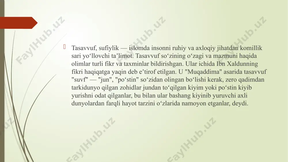 man, m. atamasi sufiy va hatto oddiy musulmon maʼnolarini ham anglatadi. muridiylik, muridizm — tasavvufnkng kavkazda tarqalgan shakli. u tasavvuf taʼlimotining zohidlik, murshidlik va imomlik gʻoyalariga asoslangan. m. 19-asrning 20-yillarida bagʻdodlik yirik sufiy xolid sulaymon, shirvonlik shayx ismoil va buxorolik ulamo xos muhammad orqali shim. kavkazga tarqaldi. mahalliy qozi kurali muhammad (muhammad yarogskiy) va jamoliddin uning nazariy asosini yaratishdi. keyinchalik shomil uni yaxlit tariqat shakliga koʻtardi. m. dogʻiston va chechenistonda tashkil topgan davlat — imomlik (imomlar: gʻozi muhammad, hamzatbek, shomil)ning diniysiyosiy va harbiy asosini tashkil qilib, kavkaz urushlari davrida togʻliklarning rossiya imperiyasiga qarshi olib borgan kurashlarida gʻoyaviy mafkura sifatida xizmat qildi. lekin togʻliklarning mustaqillik uchun olib borgan kurashlari muvaffaqiyatsizlikka uchragan. chor va sovet rossiyasi davrida m. diniy mutaassiblikka asoslangan reaksion ta'limot deb qoralandi. /docprops/thumbnail.jpeg