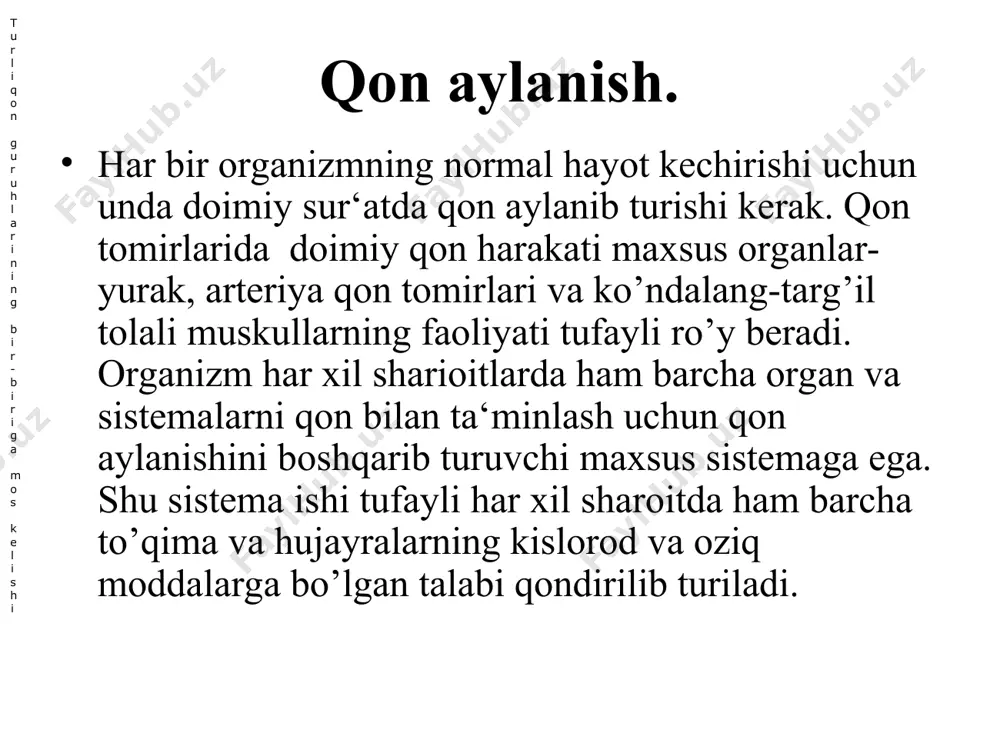 iofibrillar mavjud bo’lib tola diametri 12-24 mikron, uzunligi esa 50 mikrongacha yetadi, chap qorincha muskul qavati, o’ng qorincha muskul qavatidan yo’g’onroq. buning asosiy sababi shundaki, chap qorincha qisqarganida katta kuch bilan qisqarishi kerak. har bir odamda yurak katta- kichikligi uning yoshi, jinsi, jismoniy tayyorgarligiga va harakat aktivligiga bog’liqdir. o’rta yoshli, o’rta jismoniy tayyorgarlikka ega hamda o’rtacha bo’y uzunligi va tana og’irligiga ega bo’lgan odamlarda yurakning uzunligi 14 sm, eni esa 12 sm va qorinchalar hajmi 250-350 ml. ayol kishining yuragi albatta erkaklarnikidan bir oz kichikroq bo’ladi. yurakning umumiy hajmi erkaklarda 760-900 ml bo’lsa, ayollarda 500-600 ml tengdir. fizkultura va sport mashqlari bilan doimiy shug’ullanib turish yurakni baquvvat qilib, hajmining tobora oshib borishiga olib keladi. yurak avtomatizmi odam yuragi shunday bir xususiyatga egaki, u o’zida paydo bo’lgan impulslar tufayli doimiy suratda ritmik ravishda qisqarib turadi. bunday qisqarish yurakka chetdan boshqa qitiqlanish berilmaganda ham kuzatiladi. shuning uchun ham bu hol yurak avtomatizmi …