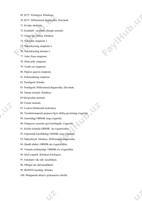 stomatologik kasalliklar haqida sinovlar va testlar - Page 3