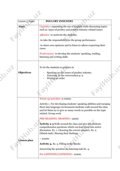 poultry industry lesson 3 — DOCX
