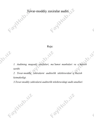 tovar-moddiy zaxiralar auditi — DOC