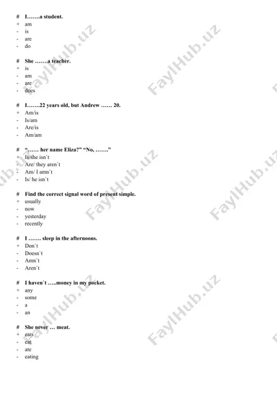 present simple exercises — DOC