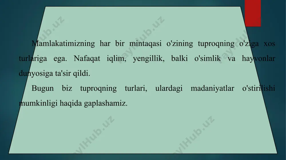 tayyorlandi va suyultirdi. qanday qilib tuproq unumdorligini aniqlashim mumkin? biz allaqachon tuproqning barcha turlari nafaqat tarkibda, balki ularda yoki boshqa o'simliklarda etishtirish uchun yaroqliligini anglatishini aniqladik. ammo mamlakatingizda erning unumdorligini aniqlash mumkinmi? ha, ehtimol.