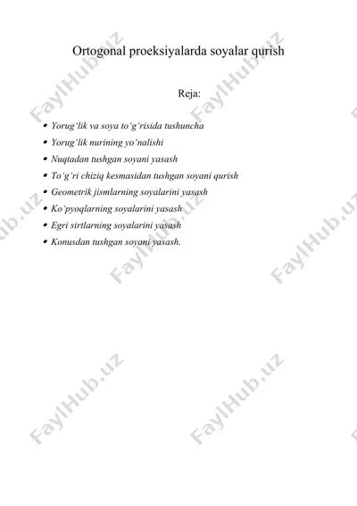 ortogonal proeksiyalarda soyalar qurish — DOC