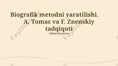 biografik metodni yaratilishi — PPTX