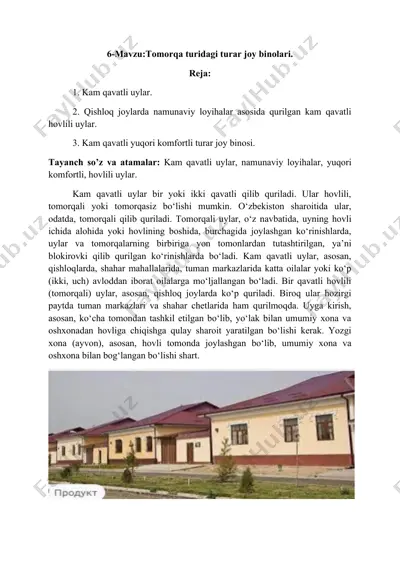 kam qavatli tomorqa turidagi turar joy binolari — DOC