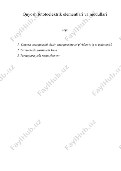 quyosh fototoelektrik elementlari va modullari — DOCX