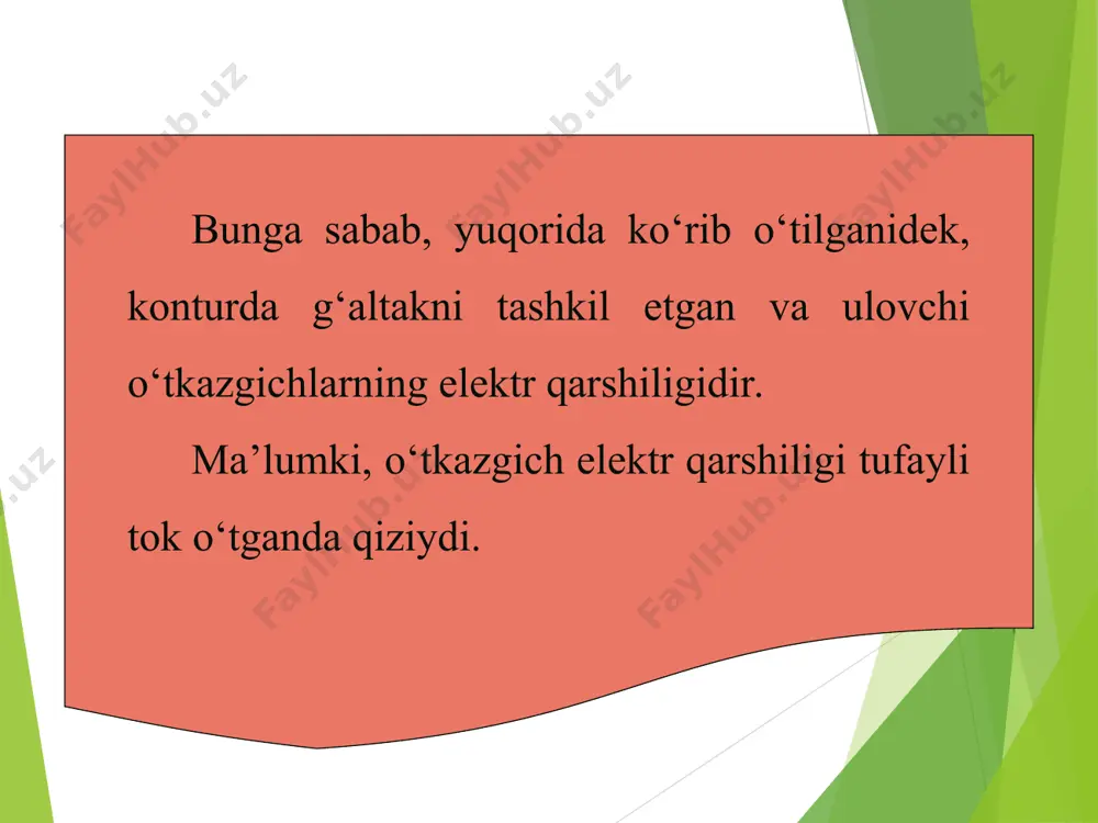 aksincha, chiqishdagi (konturdagi) kuchlanish kirishdagi (lb ) kuchlanishni boshqaradi. bunday jarayonga teskari bog‘lanish deyiladi. shu teskari bog‘lanish tufayli kontur energiyasi davriy ravishda ta’minlanib turadi. ta’kidlash joizki, teskari bog‘lanish tebranishlarning so‘nmasligini ta’minlashi uchun kirish va chiqish zanjiridagi kuchlanishlar faza jihatidan 180o ga farq qilishi kerak. * generator ishlab chiqarayotgan elektromagnit tebranishlar chastotasi tomson formulasi (3–1) bilan ifodalanadi. shunday qilib, generatorda so‘nmas avtotebranishlar vujudga keladi. avtotebranishlar so‘nmas tebranishlarning ikkinchi turi hisoblanadi. ularning majburiy tebranishlardan asosiy farqi shundaki, ularga tashqi davriy ta’sir kerak emas. energiya manbayi bunday tizimning o‘zida mavjud bo‘lib, sarflangan energiya o‘rnini to‘ldiradigan energiyaning berilishini tizimning o‘zi tartibga solib turadi. har qanday avtotebranish tizimi quyidagi qismlardan iborat: energiya manbayi, tebranish tizimi va elektron kalit. * avtotebranishlarning chastotalari juda keng diapazonda o‘zgaradi. ular radioaloqa, televideniye, ehm va boshqa qurilmalarda ishlatiladi. elektromagnit tebranishlar tirik organizmlarga ham foydali, ham zararli ta’sir qilishi mumkin. inson organizmidagi har bir a’zo o‘ziga xos rezonans chastotaga ega. tashqi …