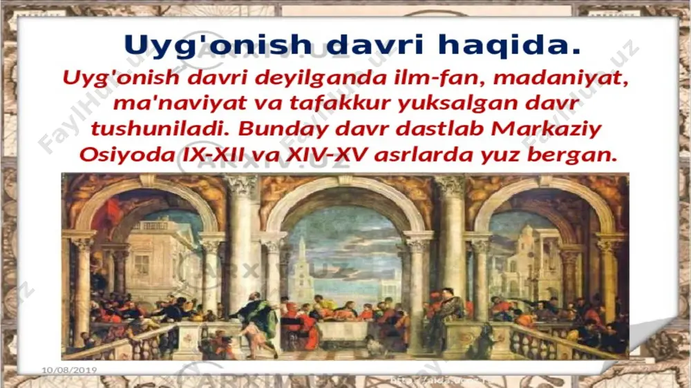 yot, bagʻrikenglik, birodarlik, konstitutsiyaviy hukumat va cherkovni davlatdan ajratishga qaratilgan bir qator gʻoyalarni oʻz ichiga oladi. mazkur davrdan oldin ilmiy inqilob sodir boʻlgan. bu paytda frensis bekon, jon lok va boshqalarning asarlari mavjud edi. baʼzilar maʼrifat davri boshlanishini 1637-yilda rene dekartning “uslub haqida mushohadalar” asari nashr etilishi bilan bogʻlaydi. ushbu asarda uning mashhur – “fikrlayapman, demak mavjudman” (cogito, ergo sum) hikmatli soʻzi aks etgan. boshqalar ilmiy inqilobning choʻqqisi va maʼrifatning boshlanishini isaak nyutonning “negizlar” (1687-yil) kitobining nashr etilishi bilan belgilaydi. maʼrifatparvarlik gʻoyalari monarxiya va katolik cherkovining nufuzini pasaytirib, xviii–xix asrlardagi siyosiy inqiloblarga yoʻl ochgan. xix asrning liberalizm, kommunizm va neoklassitsizm (sanʼatda klassik uslubning qayta jonlanishi) kabi turli “harakatlari” oʻzining ilmiy merosini maʼrifatparvarlik davrigacha yetib borishini taʼminlagan. maʼrifat davrining markaziy taʼlimoti mutlaq monarxiya va cherkovning qatʼiy qarashlariga qarshi boʻlgan individual erkinlik va diniy bagʻrikenglikdan iborat edi. image1.png image2.png image3.png image4.png image5.png image6.png image7.jpeg image8.png image9.png image10.png image11.png image12.png image13.png image14.png image15.jpeg …