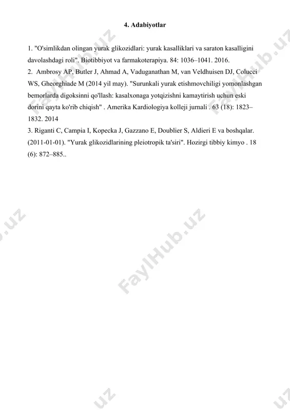 yurak glikozidlari miqdorini aniqlashning zamonaviy usullari. referat 5 bet. - Page 5