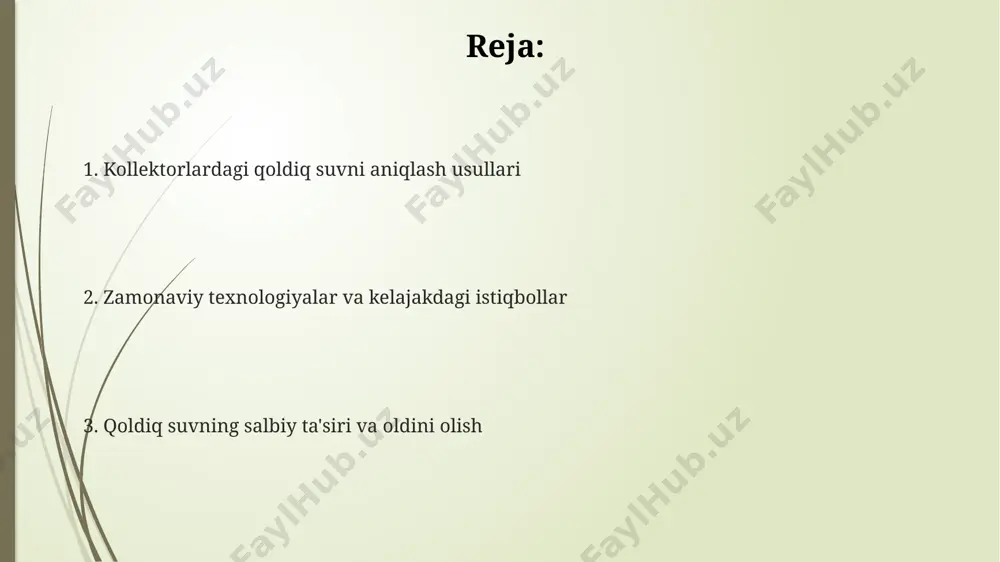 iqlik va samaradorlikni oshirish bo'yicha tadqiqotlar olib borish kerak. ma'lumotlarni qayta ishlash va tahlil qilish германияда ишлаб чиқарилган 3 турдаги коллекторлардаги қолдиқ сув миқдорини аниқлаш учун ўтказилган экспериментлар натижасида, 95% ишонч билан, маълумотларнинг стандарт хатолиги 0,1 мл ни ташкил этди. тошкент шаҳридаги 10 та турли коллекторларда ўтказилган текширувлардан олинган спектрометрик маълумотларни ишлов бериш орқали сувнинг миқдори ва тури аниқланди. қуёш коллекторларидан 50 та намуна олинган бўлиб, улардан олинган маълумотларни таҳлил қилиш натижасида 70% ҳолатда қолдиқ сув миқдори 2 мл дан ошмаганлиги аниқланди. amaliy qo'llanmalar toshkent viloyatidagi 50 ta uyda o'tkazilgan tadqiqotlar shuni ko'rsatdiki, kollektorlar ichidagi 2% dan ortiq suv qoldig'i 30% ga yaqin issiqlik yo'qotishlariga olib keladi va bu 3000 so'm miqdorida qo'shimcha xarajatlarni keltirib chiqarishi mumkin. buxoro viloyatida joylashgan 200 kvt quvvatga ega quyosh elektr stansiyasida suv qoldig'ini aniqlash uchun yangi sensorli tizim o'rnatildi, bu tizim 10 mikrometrdan kam suv qoldiqlarini aniqlay oladi va ish unumdorligini 5% ga oshirdi. …