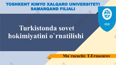 turkiston dasturi va hokimiyatini o‘rnatilishi — PPTX