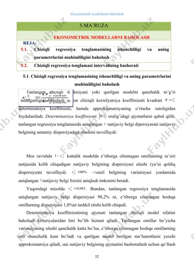 ekonometrik modellarni baholash — DOC