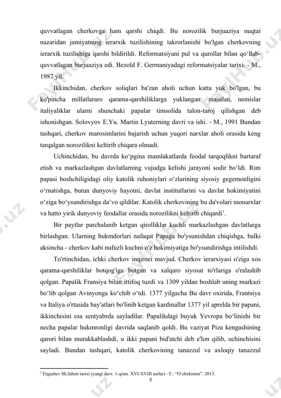 klar kuchli markazlashgan davlatlarga birlashgan. ularning hukmdorlari nafaqat papaga bo'ysunishdan chiqishga, balki aksincha - cherkov kabi nufuzli kuchni o'z hokimiyatiga bo'ysundirishga intilishdi. to'rtinchidan, ichki cherkov inqirozi mavjud. cherkov ierarxiyasi o'ziga xos qarama-qarshiliklar botqog'iga botgan va xalqaro siyosat to'rlariga o'ralashib qolgan. papalik fransiya bilan ittifoq tuzdi va 1309 yildan boshlab uning markazi boʻlib qolgan avinyonga koʻchib oʻtdi. 1377 yilgacha bu davr oxirida, frantsiya va italiya o'rtasida bay'atlari bo'linib ketgan kardinallar 1377 yil aprelda bir papani, ikkinchisini esa sentyabrda sayladilar. papalikdagi buyuk yevropa boʻlinishi bir necha papalar hukmronligi davrida saqlanib qoldi. bu vaziyat piza kengashining qarori bilan murakkablashdi, u ikki papani bid'atchi deb e'lon qilib, uchinchisini sayladi. bundan tashqari, katolik cherkovining tanazzul va axloqiy tanazzul belgilari sezilarli bo'ldi, buning yaqqol dalili indulgentsiyalarni sotish edi. indulgentsiya - bu papaning farmoni bo'lib, u odamni poklik paytida qilgan gunohlari uchun jazodan ozod qiladi. dastlab, ruhiy jasoratlarni bajarish uchun indulgentsiyalar berildi. shunday qilib, papa urban ularni …