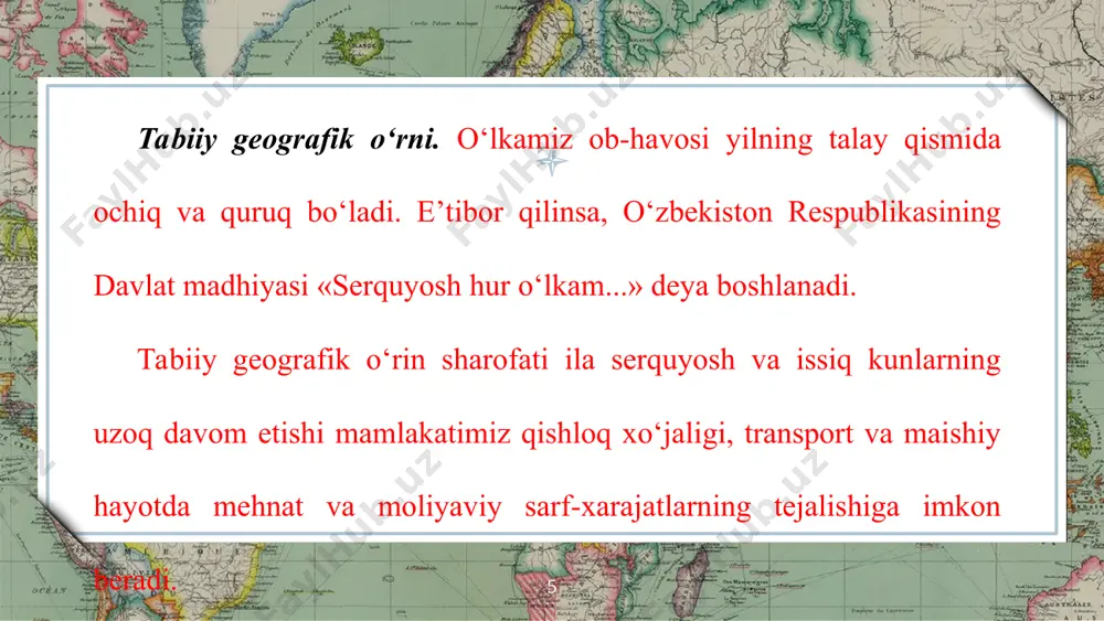 o'zbekistonning geografik o‘rni 8-sinf - Page 5