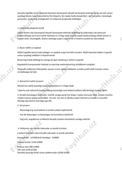 logistika xizmati samarqand shahrida — DOC
