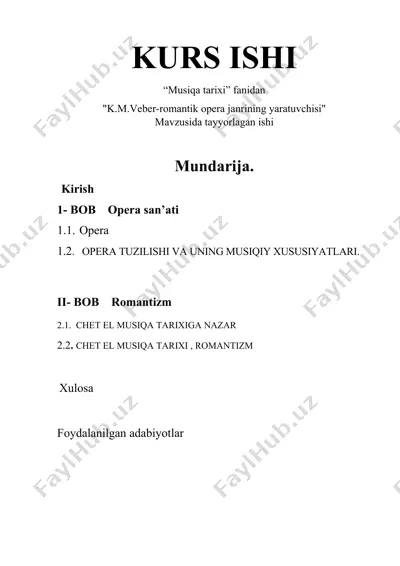 k.m.veber-romantik opera janrining yaratuvchisi — DOCX
