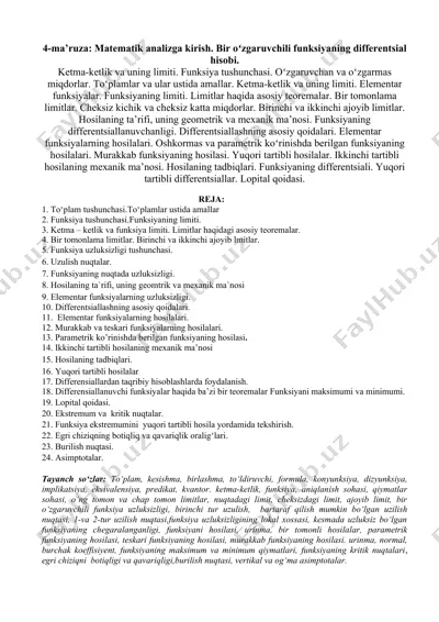 matematik analizga kirish — DOCX