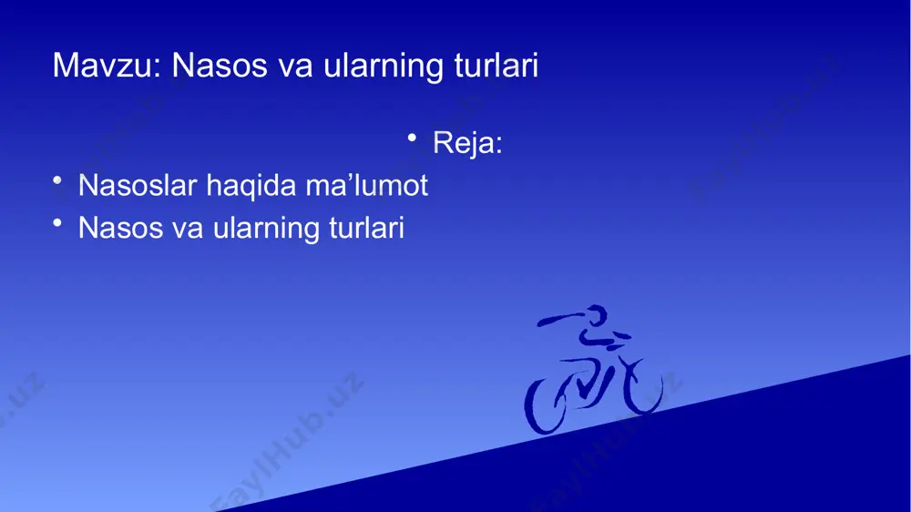 at bilan taqqoslaganda sezilarli darajada past. 18-asr boshlariga qadar, asosan, suv koʻtarish mashinalari ishlatilgan. bugʻ mashinasi yaratilgandan soʻng ularning oʻrnini asta-sekin nasoslar egallay boshladi. 18-asr oxirlarida porshenli nasoslar tarraqiyoti jadallashdi. 19-asr oʻrtalarida porshenli bug nasoslari keng ishlatila boshladi. shu davrda parrakli nasoslar ham paydo boʻddi. 20-asr 20—30-yillaridan boshlab, baʼzi sohalarda porshenli nasoslar oʻrniga markazdan qochma, rotorli nasoslar ishlatila boshladi. suv osti nasoslar image1.jpeg image2.jpeg image3.jpeg image4.jpeg image5.jpeg image6.jpeg /docprops/thumbnail.jpeg