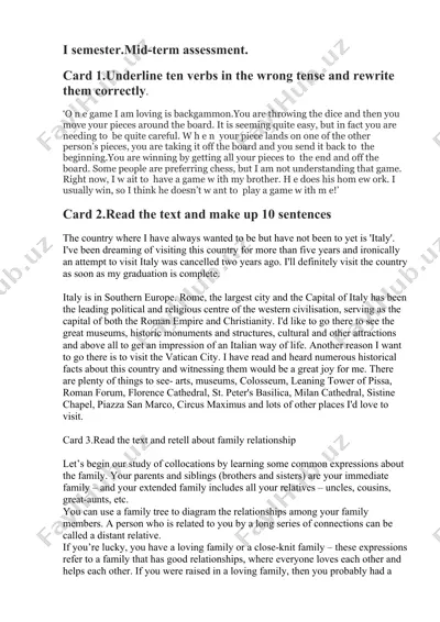 grammar assessment task cards — DOCX