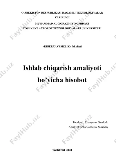 ishlab chiqarish amaliyoti bo’yicha hisobot — DOCX