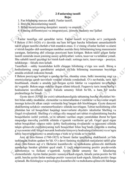 fanlar tasnifi — DOCX