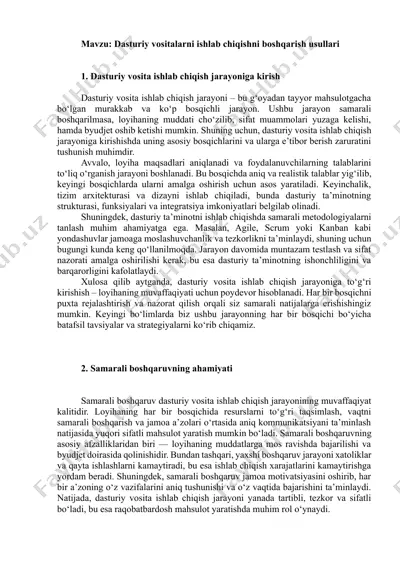 dasturiy vositalarni ishlab chiqishni boshqarish usullari — DOCX