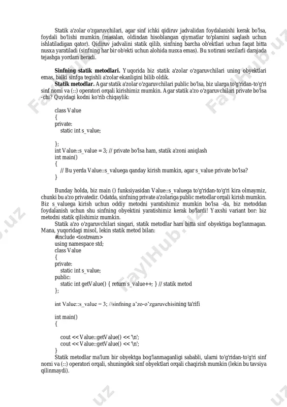 statik o'zgaruvchilar va metodlar - Page 5