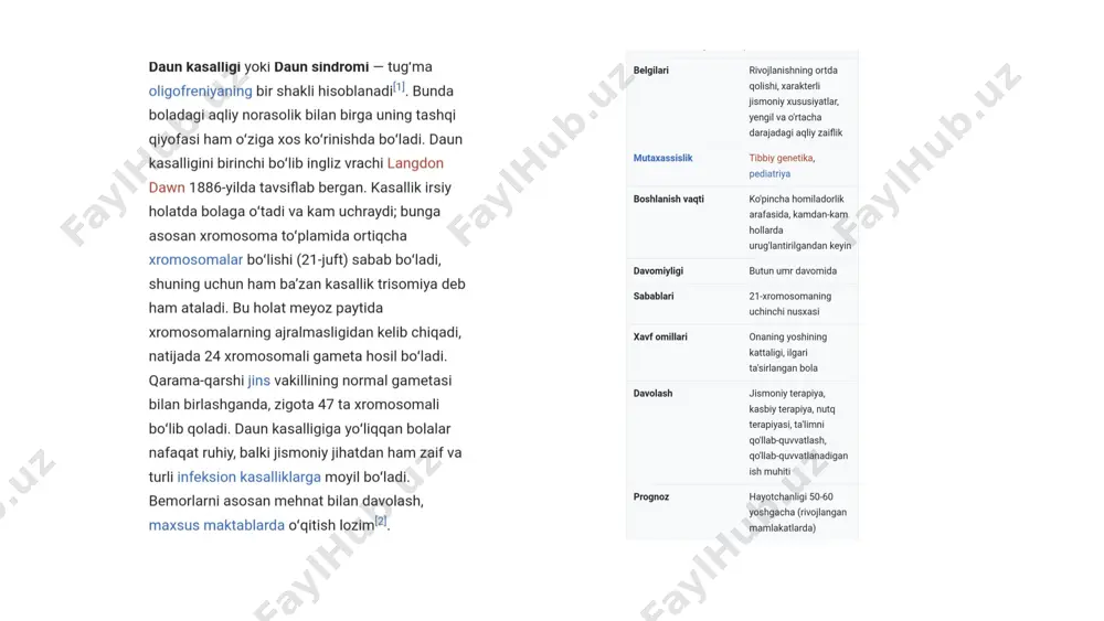 daun kasalligi (daun sindromi) - Page 2