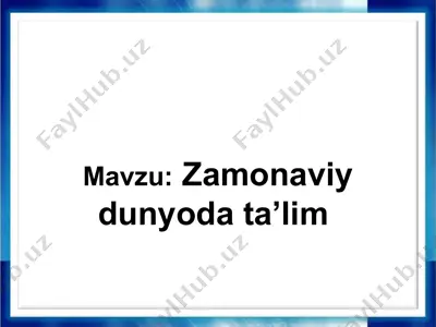 ta'lim tizimlari dunyoda — PPTX