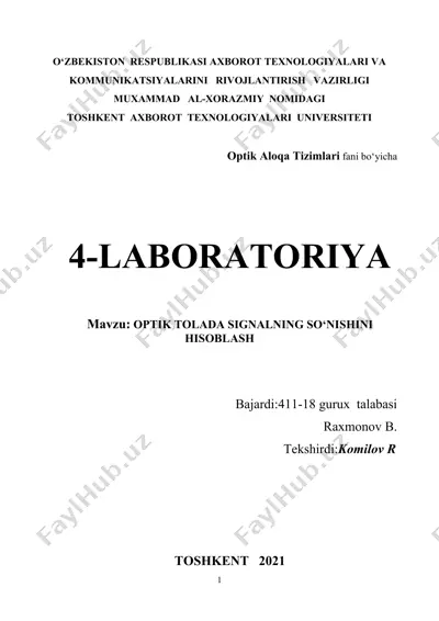 optik aloqa tizimlari — DOCX