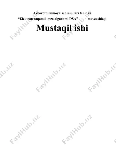 elektron raqamli imzo algoritmi dsa — DOCX