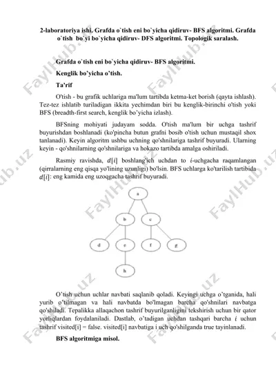 grafda o`tish eni bo`yicha qidiruv- bfs algoritmi — DOC