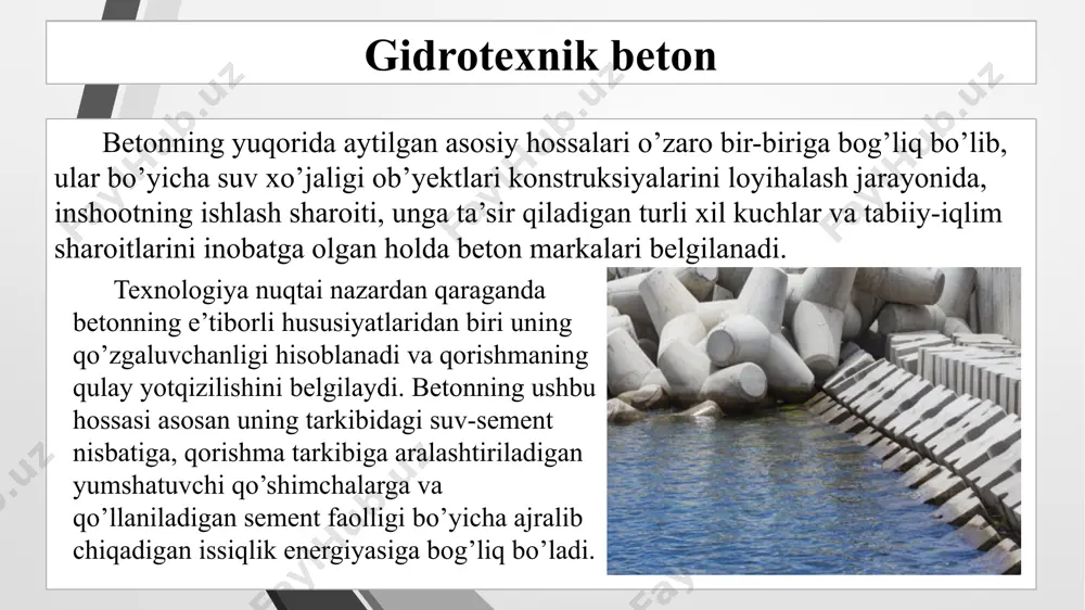 gidrotexnik beton tayyorlash uchun mashinalar va uskunalar tanlash xususiyatlari 2 - Page 5
