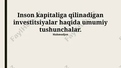 inson kapitaliga investitsiyalar — PPTX