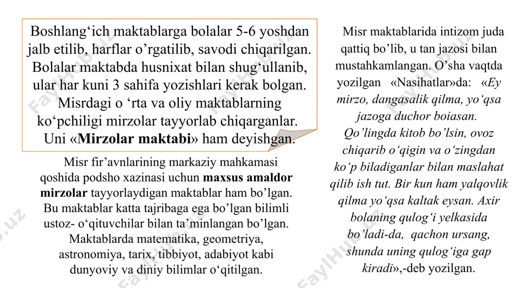 ayinlanardi. bunday kishilar «pedonom» deb atalib, butun tarbiyaviy ishga rahbarlik qilardi.. spartada ta’lim-tarbiyaning yana bir muhim vazifasi yoshlarni qullarga nisbatan shafqatsiz, ularni mensimaydigan qilib tarbiyalashdan iborat edi. shu maqsadda yoshlar “kreptiyalar”da, ya’ni kechalari qullarni tutish mashqlarida qatnashar, shubhali bo‘lib ko‘ringan har qanday illatni (qulni) o‘ldirar edilar. sparta ta’lim-tarbiya tizimida bola 18-20 yoshga yetgandan keyin maxsus «efeblar» guruhida o’tkazilgan va harbiy xizmatni o’taganlar. sparta qizlar tarbiyasiga harbiy va jismoniy tarbiya malakalari bilan qurollantirilib borilgan. bundan maqsad erkaklar qullar qo’zg’olonini bostirmoq uchun urushga ketgan vaqtlarida qizlar, ayollar shaharni, uy-joyni qo’riqlash maqsadida qurollanib qo’riqchilik vazifasini o’tar, qullarni esa itoatda saqlanishi ta’minlar edilar. afinada bolalar dastlab 7 yoshdan 13-14 yoshgacha “grammatist” (savod o‘rgatish ma’nosida), “kifarist” (grekcha musiqa o‘qituvchisi ma’nosida) maktablarda tahsil olganlar. bu maktablar xususiy bo‘lib, o‘qish pullik edi. shuning uchun fuqarolarning bolalari bu maktablarda ta’lim ololmas edilar. bu maktablarda “didascal” deb atalgan o‘qituvchilar mashg‘ulot olib borar edilar. (men o‘qitaman, degan ma’nodagi “didasko” so‘zidan …