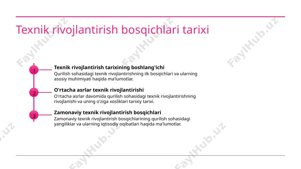 ng rivojlanishi va zamonaviy texnologiyalarga o'tishi. texnik rivojlantirishning kelajagi qurilish sohasidagi texnik rivojlantirishning kelajagi proyektsiyasi va innovatsiyalar uchun o'linadigan qadam. qurilish mexanizatsiyalashtirishning o'zgarishi va ta'siri. qurilish mexanizatsiyalashtirishning o'zgarishi va ta'siri haqida tushuncha berish, texnik rivojlantirish bosqichlari boyicha o'zgarishlar, qurilishning samaradorligi, xavfsizligi va barqarorlik bo'yicha muhim ta'sir. photo by charlesdeluvio on unsplash texnik rivojlantirish bosqichlarining integratsiyasi. integratsiya tizimli ishlab chiqarish dasturlash bosqichlar o'rtasida aloqani kuchaytirish, texnik rivojlantirish jarayonida bir-biriga bog'liq qadamlarni birlashtirish va o'zaro bog'liqlilikni ta'minlash. texnik vositalarni iqtisodiy va amaliyot manbalar bilan birlashtirish, o'zlashtiruvchilarni tizimli jadallashtirish, xususan avtomatlashtirishning o'rganilgan jarayonlari. bosqichlar o'rtasidagi ma'lumot almashishni tizimga joylashtirish, programmni integratsiyalash, axborotlar o'tkazmasini ta'mirlash va ishlab chiqish jarayonini optimallashtirish. qurilish mexanizatsiyalashtirishning zamonaviy texnologiyalarga o'tishi. 1 zamonaviy texnologiyalar qurilish sohasidagi so'nggi zamonaviy texnologiyalar va ularning qo'shilishi haqida ma'lumotlar. 2 avtomatlashtirish qurilish mexanizatsiyalashtirishda avtomatlashtirishning o'rniga qanday rivojlanish va uni qanday qo'llash mumkinligi. 3 robototexnika qurilish sohasida robototexnika va undagi zamonaviy texnologiyalar va ularning qurilish jarayonlariga …