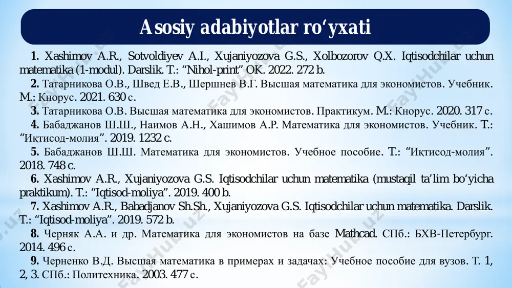 ( , )s m n m(3; 4) nuqtadan oʻtuvchi, vektorga parallel boʻlgan toʻg‘ri chiziqning parametrik va umumiy tenglamalarini tuzing. 3 4 3 7 x y− − = − m. 3 4 3 7 x y t− − = = − 3 3 4 7 x t y t − = −  − = 7 3 33 0x y+ − = ( 3, 7)s −   m(x0; y0) nuqtadan oʻtuvchi, vektorga perpendikulyar boʻlgan toʻg‘ri chiziq tenglamasi: 0 0( ) ( ) 0a x x b y y− + − =  toʻg‘ri chiziqning a va b kesmalar boʻyicha tenglamasi: 1x y a b + = ( , )n a b m(–2; 6) nuqtadan oʻtuvchi, vektorga perpendikulyar boʻlgan toʻg‘ri chiziqning umumiy va kesmalar bo‘yicha tenglamalarini toping. 4( 2) 5( 6) 0x y+ + − = 4 5 22x y+ = m. 4 5 22 0x y+ − = 1 5,5 …