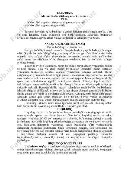 nafas olish organlari sistemasi — DOC