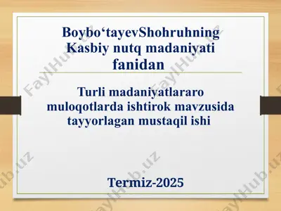 boybo‘tayev shohruhning kasbiy nutq madaniyatifanidan — PPTX