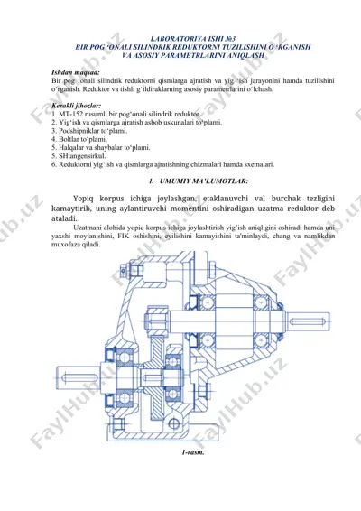 bir pog‘onali silindrik reduktor — DOCX