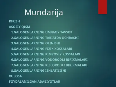 galogenlar haqida ma'lumot — PPTX