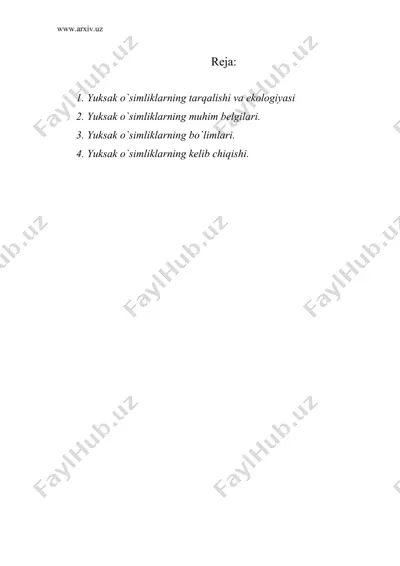 yuksak o`simliklarning umumiy tavsifi — DOC