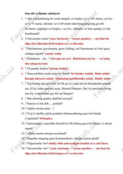ona tili va bolalar adabiyoti — DOCX