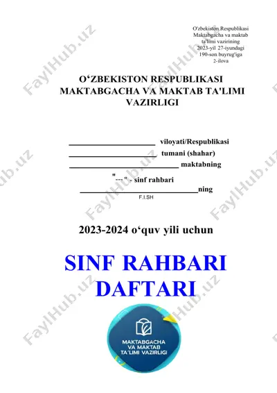 sinf rahbari daftari — DOCX